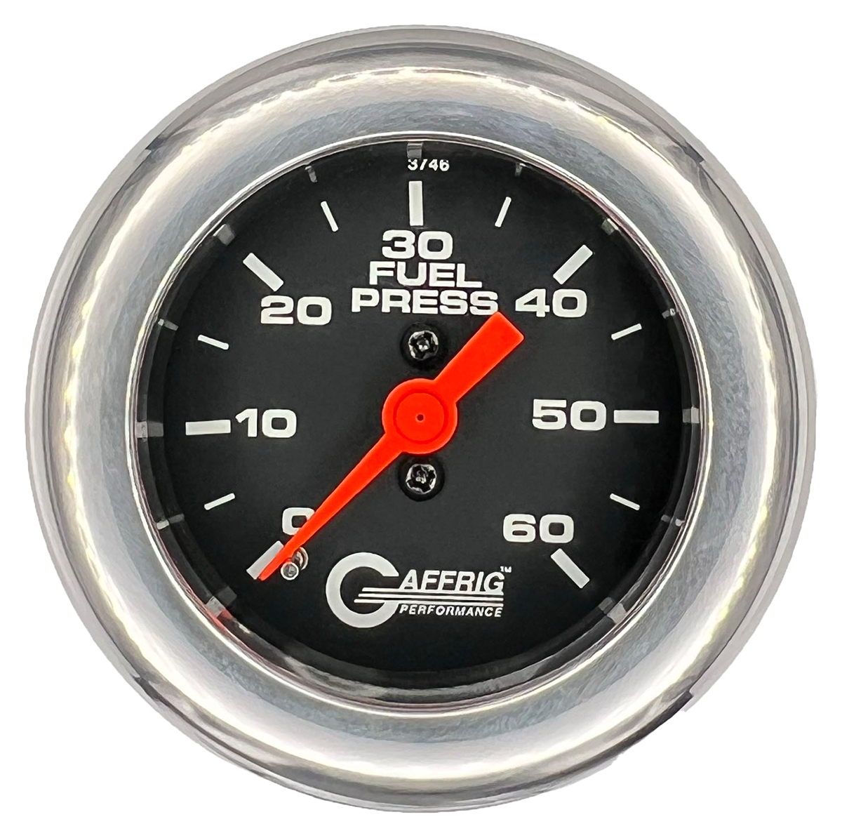 GAFFRIG 2 INCH MECHANICAL FUEL PRESSURE GAUGE 0-60 PSI GAUGE FAT RIM (218) / CHROME/POLISHED / BLACK