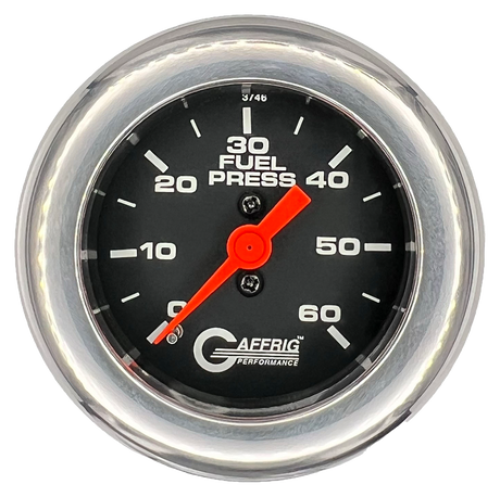 GAFFRIG 2 INCH MECHANICAL FUEL PRESSURE GAUGE 0-60 PSI GAUGE FAT RIM (218) / CHROME/POLISHED / BLACK