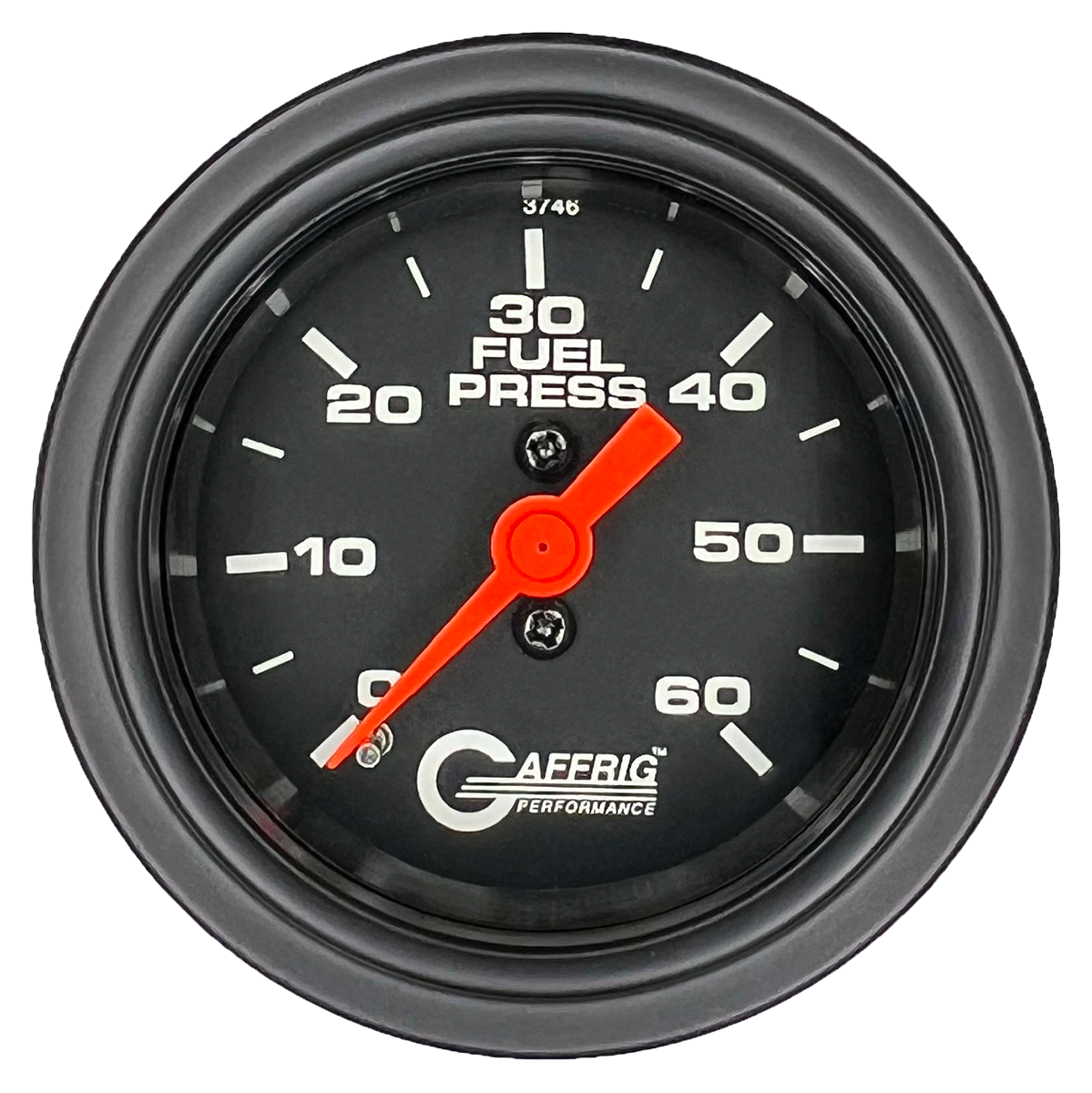 GAFFRIG 2 INCH MECHANICAL FUEL PRESSURE GAUGE 0-60 PSI GAUGE STEP RIM (002) / BLACK / BLACK