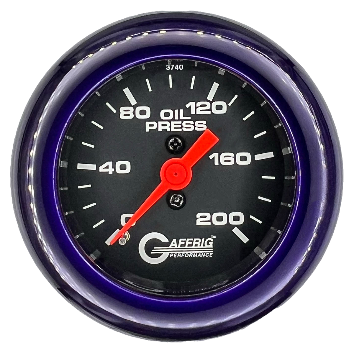 GAFFRIG 2 INCH MECHANICAL OIL PRESSURE 0-200 PSI GAUGE FAT RIM (218) / PURPLE / BLACK