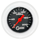 GAFFRIG 2 INCH MECHANICAL OIL PRESSURE 0-200 PSI GAUGE FAT RIM (218) / WHITE / BLACK