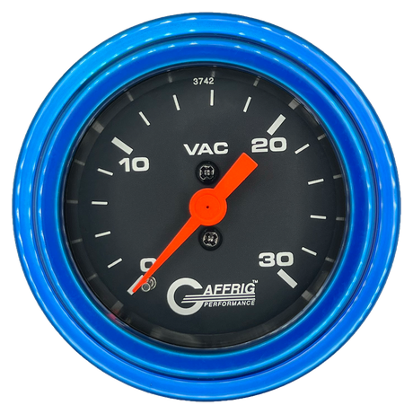 GAFFRIG 2 INCH MECHANICAL VACUUM 0-30 HG GAUGE STEP RIM (002) / BLUE / BLACK