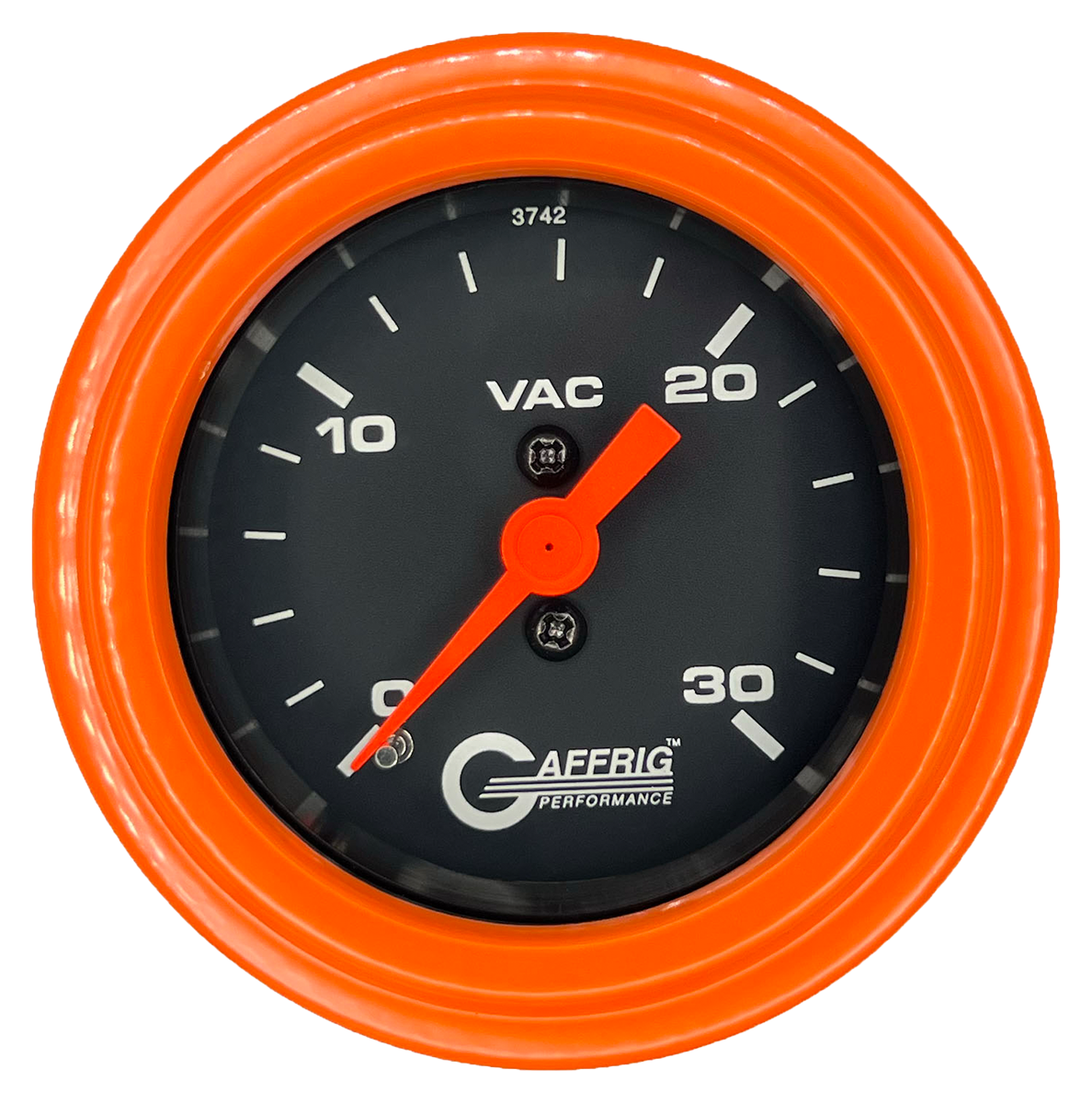 GAFFRIG 2 INCH MECHANICAL VACUUM 0-30 HG GAUGE STEP RIM (002) / ORANGE / BLACK