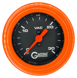 GAFFRIG 2 INCH MECHANICAL VACUUM 0-30 HG GAUGE STEP RIM (002) / ORANGE / BLACK