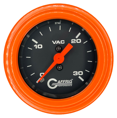 GAFFRIG 2 INCH MECHANICAL VACUUM 0-30 HG GAUGE STEP RIM (002) / ORANGE / BLACK