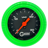 GAFFRIG 2 INCH MECHANICAL VACUUM 0-30 HG GAUGE STEP RIM (002) / LIME GREEN / BLACK