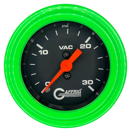 GAFFRIG 2 INCH MECHANICAL VACUUM 0-30 HG GAUGE STEP RIM (002) / LIME GREEN / BLACK