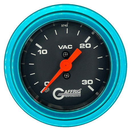 GAFFRIG 2 INCH MECHANICAL VACUUM 0-30 HG GAUGE STEP RIM (002) / TEAL / BLACK