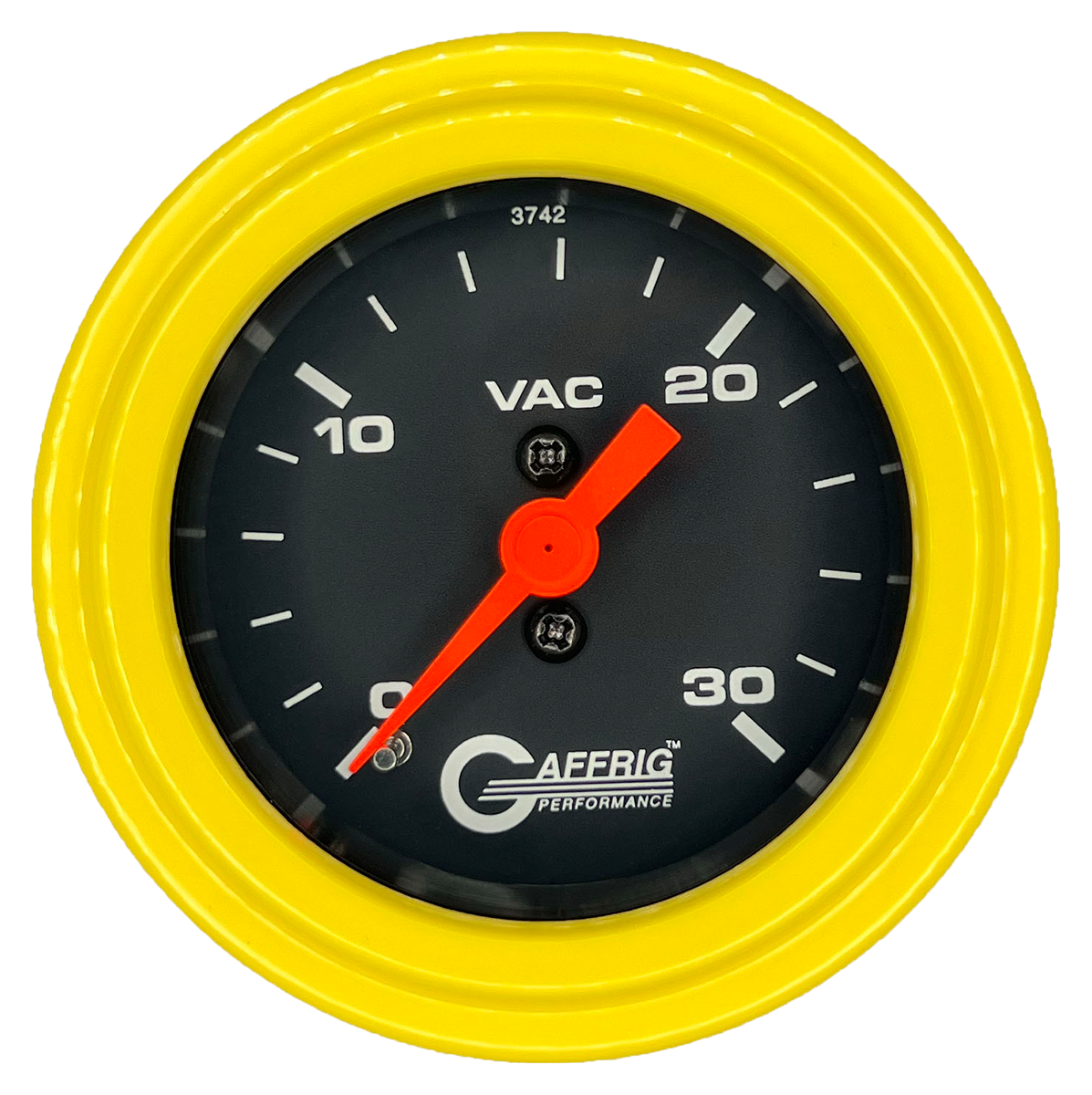 GAFFRIG 2 INCH MECHANICAL VACUUM 0-30 HG GAUGE STEP RIM (002) / YELLOW / BLACK