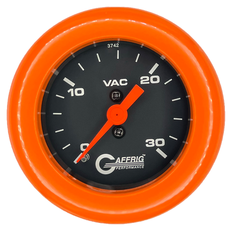 GAFFRIG 2 INCH MECHANICAL VACUUM 0-30 HG GAUGE FAT RIM (218) / ORANGE / BLACK