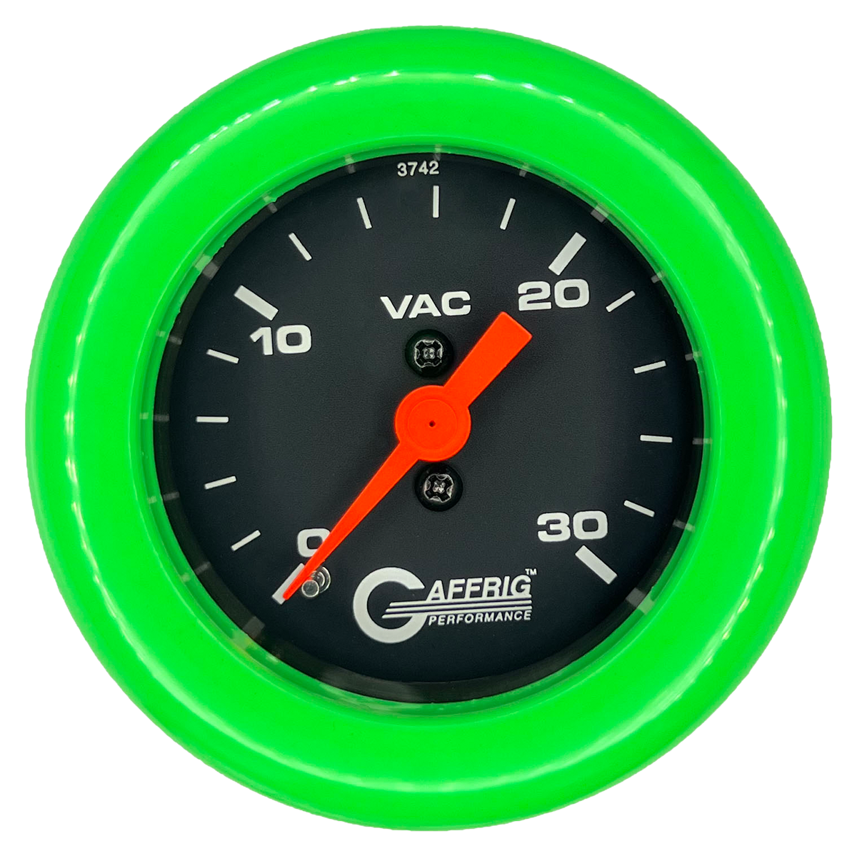 GAFFRIG 2 INCH MECHANICAL VACUUM 0-30 HG GAUGE FAT RIM (218) / LIME GREEN / BLACK