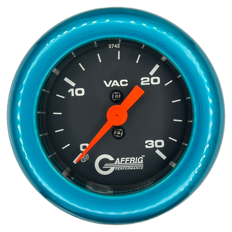 GAFFRIG 2 INCH MECHANICAL VACUUM 0-30 HG GAUGE FAT RIM (218) / TEAL / BLACK