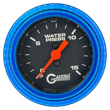 GAFFRIG 2 INCH MECHANICAL WATER PRESSURE 0-15 PSI GAUGE STEP RIM (002) / BLUE / BLACK