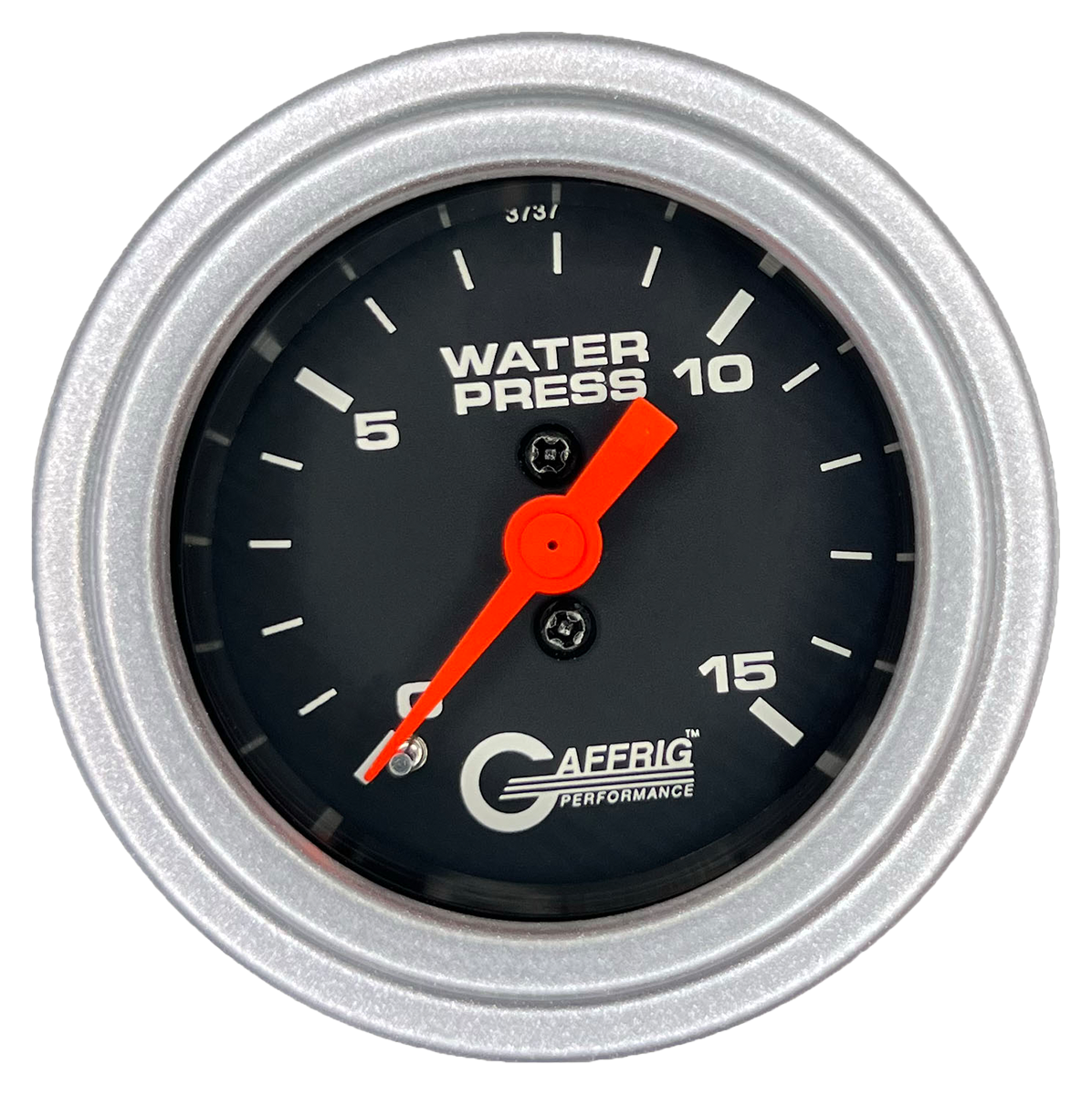 GAFFRIG 2 INCH MECHANICAL WATER PRESSURE 0-15 PSI GAUGE STEP RIM (002) / PLATINUM / BLACK