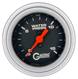 GAFFRIG 2 INCH MECHANICAL WATER PRESSURE 0-15 PSI GAUGE STEP RIM (002) / PLATINUM / BLACK