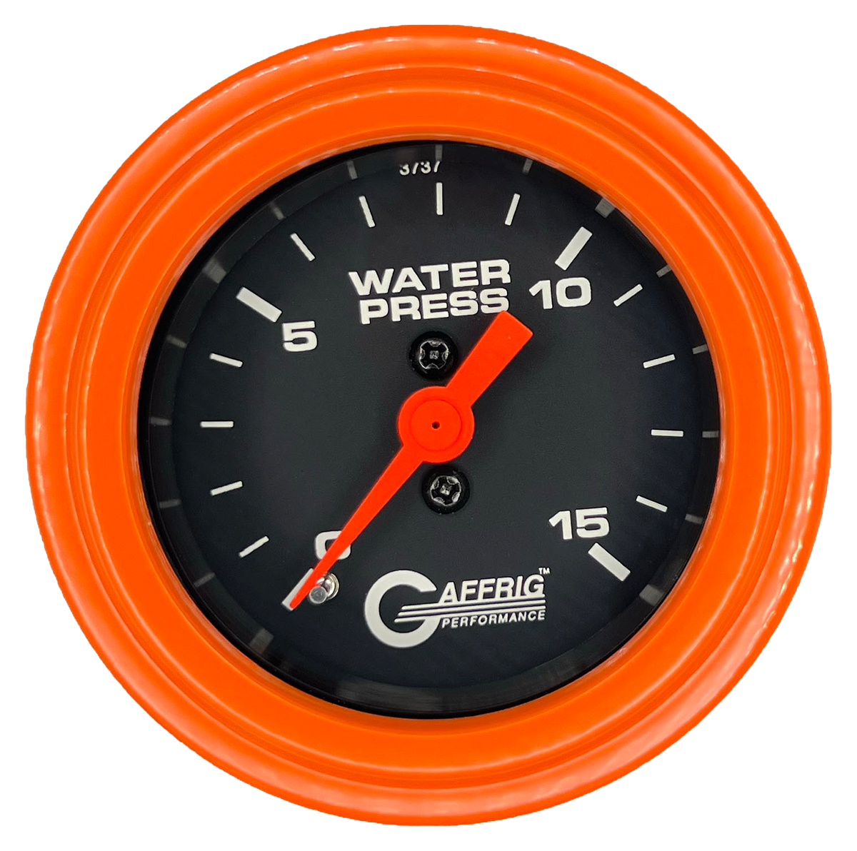 GAFFRIG 2 INCH MECHANICAL WATER PRESSURE 0-15 PSI GAUGE STEP RIM (002) / ORANGE / BLACK