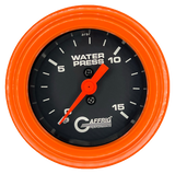 GAFFRIG 2 INCH MECHANICAL WATER PRESSURE 0-15 PSI GAUGE STEP RIM (002) / ORANGE / BLACK