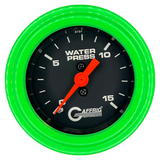 GAFFRIG 2 INCH MECHANICAL WATER PRESSURE 0-15 PSI GAUGE STEP RIM (002) / LIME GREEN / BLACK