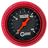 GAFFRIG 2 INCH MECHANICAL WATER PRESSURE 0-15 PSI GAUGE STEP RIM (002) / RED / BLACK