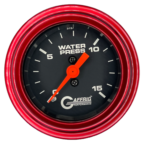 GAFFRIG 2 INCH MECHANICAL WATER PRESSURE 0-15 PSI GAUGE STEP RIM (002) / RED / BLACK