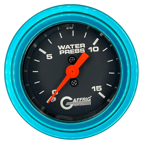 GAFFRIG 2 INCH MECHANICAL WATER PRESSURE 0-15 PSI GAUGE STEP RIM (002) / TEAL / BLACK