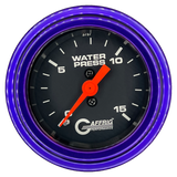 GAFFRIG 2 INCH MECHANICAL WATER PRESSURE 0-15 PSI GAUGE STEP RIM (002) / PURPLE / BLACK