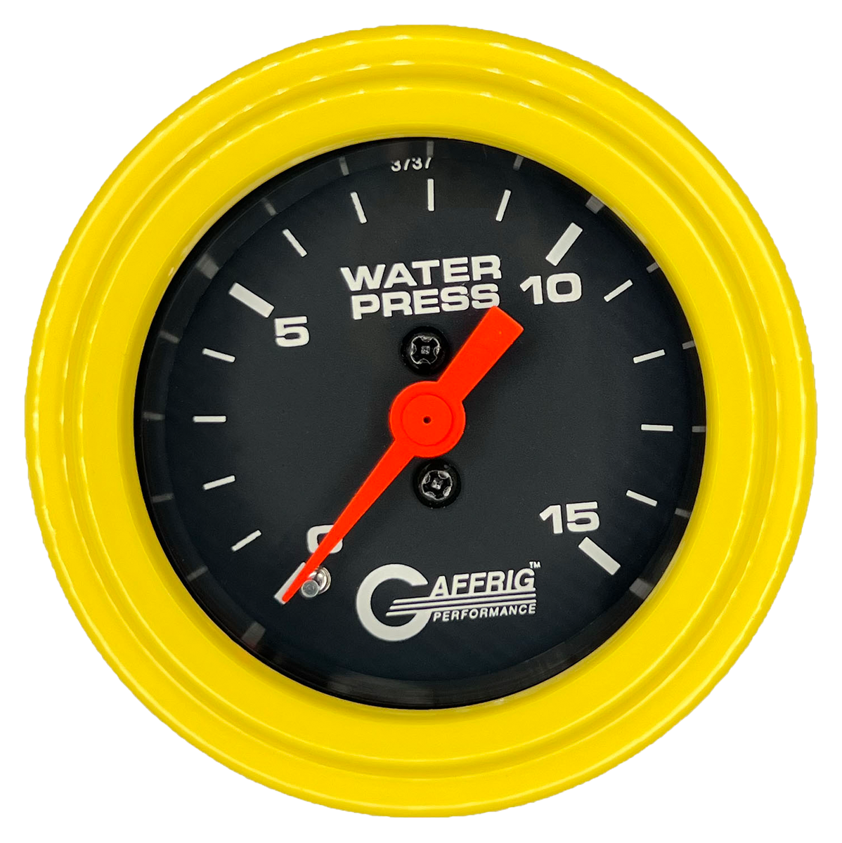 GAFFRIG 2 INCH MECHANICAL WATER PRESSURE 0-15 PSI GAUGE STEP RIM (002) / YELLOW / BLACK