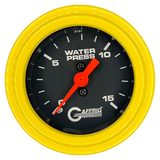 GAFFRIG 2 INCH MECHANICAL WATER PRESSURE 0-15 PSI GAUGE STEP RIM (002) / YELLOW / BLACK