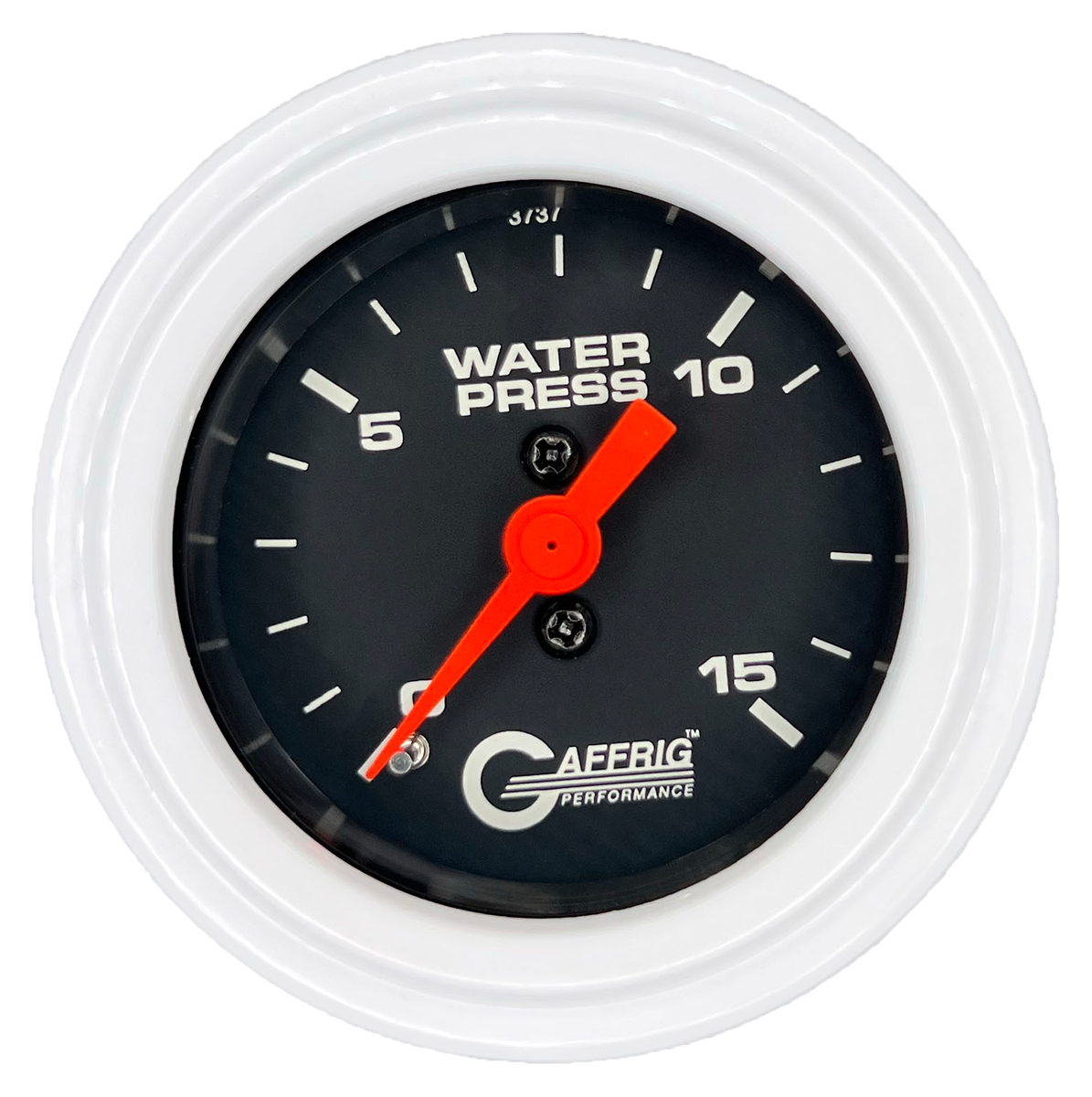 GAFFRIG 2 INCH MECHANICAL WATER PRESSURE 0-15 PSI GAUGE STEP RIM (002) / WHITE / BLACK