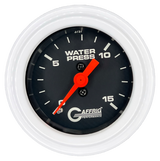 GAFFRIG 2 INCH MECHANICAL WATER PRESSURE 0-15 PSI GAUGE STEP RIM (002) / WHITE / BLACK