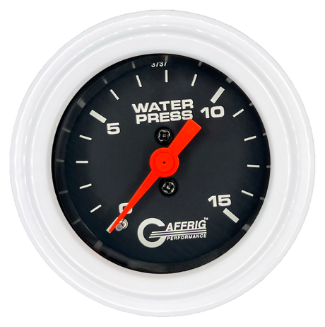 GAFFRIG 2 INCH MECHANICAL WATER PRESSURE 0-15 PSI GAUGE STEP RIM (002) / WHITE / BLACK