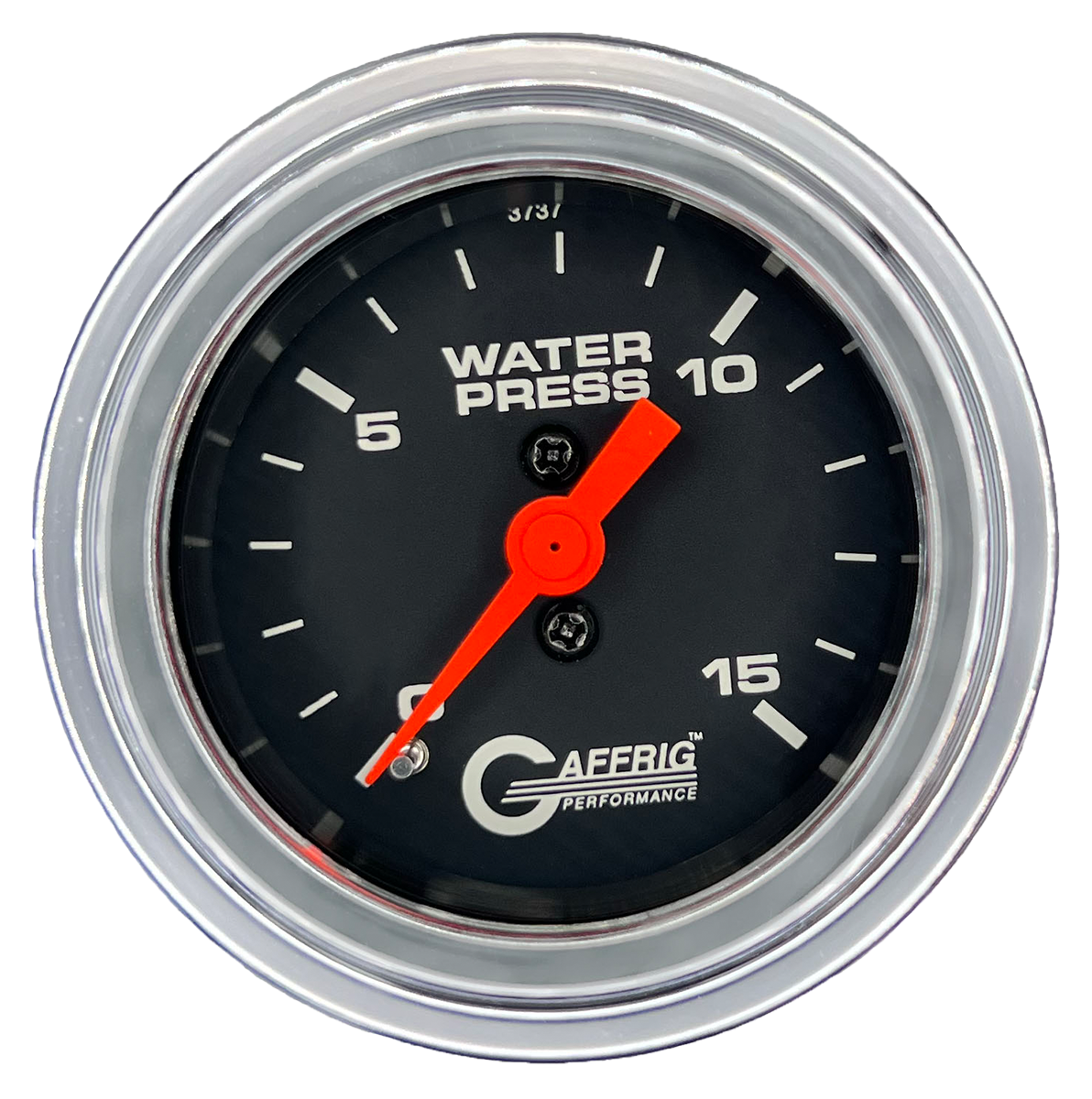 GAFFRIG 2 INCH MECHANICAL WATER PRESSURE 0-15 PSI GAUGE STEP RIM (002) / CHROME/POLISHED / BLACK