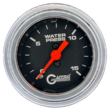 GAFFRIG 2 INCH MECHANICAL WATER PRESSURE 0-15 PSI GAUGE STEP RIM (002) / CHROME/POLISHED / BLACK