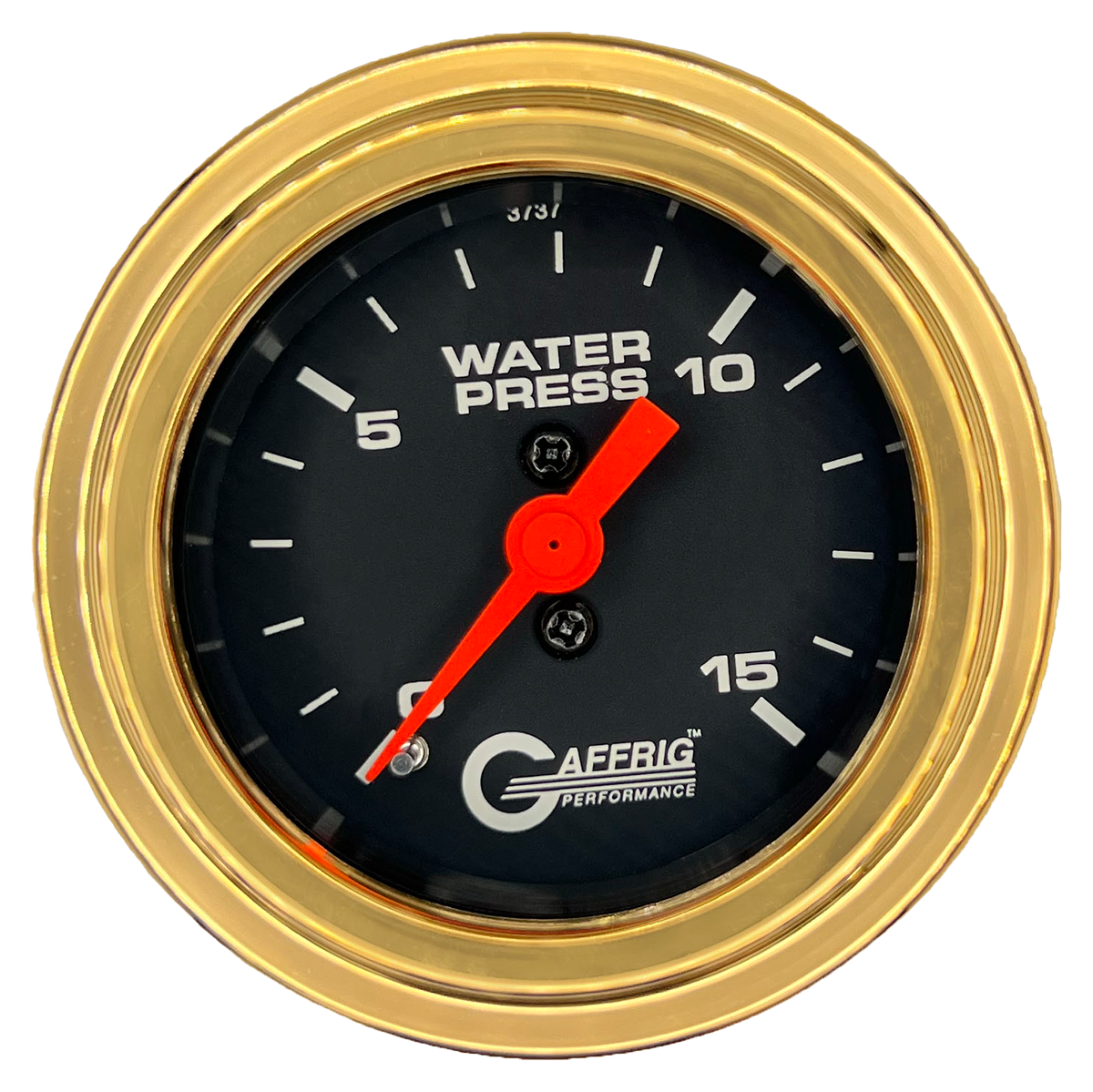 GAFFRIG 2 INCH MECHANICAL WATER PRESSURE 0-15 PSI GAUGE STEP RIM (002) / GOLD / BLACK