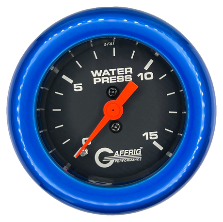 GAFFRIG 2 INCH MECHANICAL WATER PRESSURE 0-15 PSI GAUGE FAT RIM (218) / BLUE / BLACK