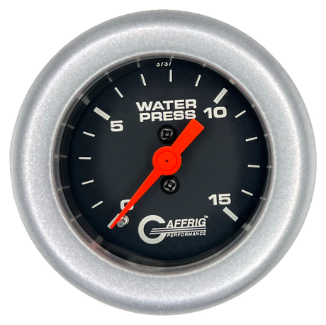 GAFFRIG 2 INCH MECHANICAL WATER PRESSURE 0-15 PSI GAUGE FAT RIM (218) / PLATINUM / BLACK