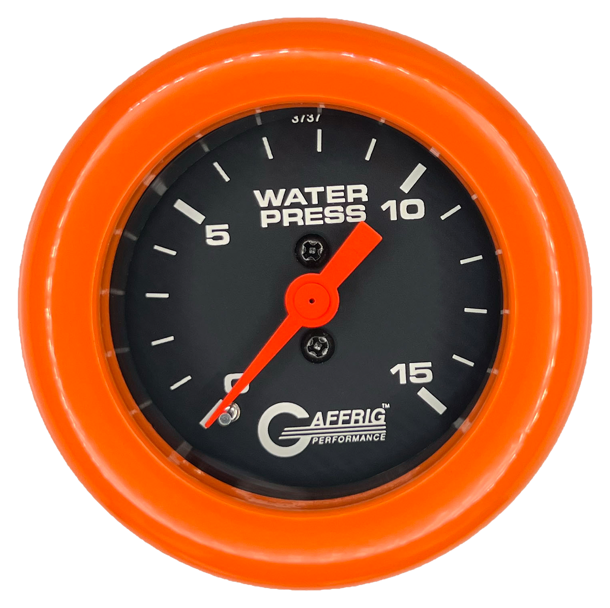 GAFFRIG 2 INCH MECHANICAL WATER PRESSURE 0-15 PSI GAUGE FAT RIM (218) / ORANGE / BLACK