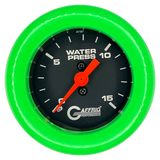 GAFFRIG 2 INCH MECHANICAL WATER PRESSURE 0-15 PSI GAUGE FAT RIM (218) / LIME GREEN / BLACK