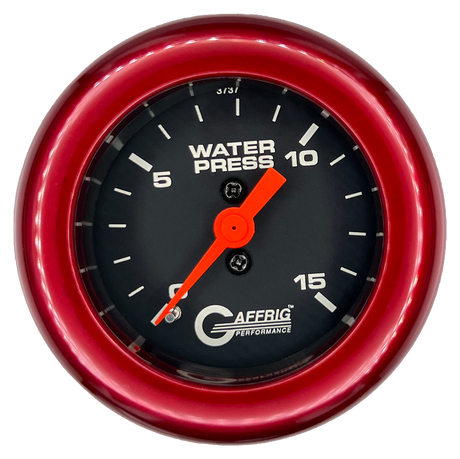 GAFFRIG 2 INCH MECHANICAL WATER PRESSURE 0-15 PSI GAUGE FAT RIM (218) / RED / BLACK