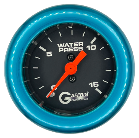 GAFFRIG 2 INCH MECHANICAL WATER PRESSURE 0-15 PSI GAUGE FAT RIM (218) / TEAL / BLACK