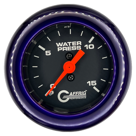 GAFFRIG 2 INCH MECHANICAL WATER PRESSURE 0-15 PSI GAUGE FAT RIM (218) / PURPLE / BLACK