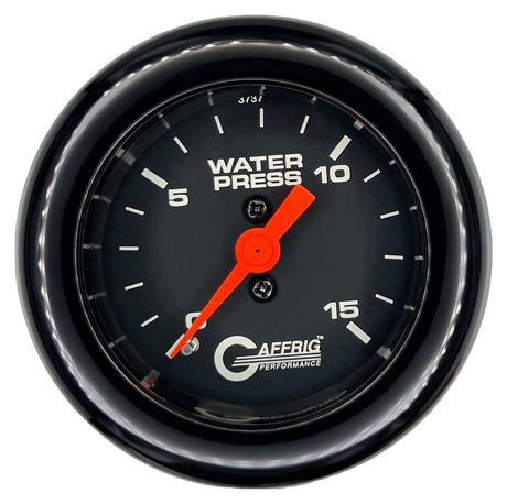 GAFFRIG 2 INCH MECHANICAL WATER PRESSURE 0-15 PSI GAUGE FAT RIM (218) / BLACK / BLACK