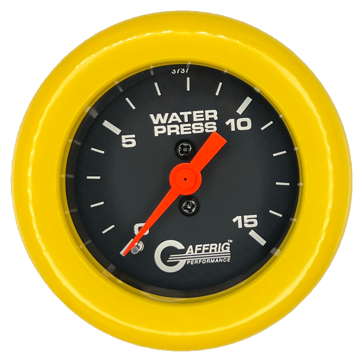 GAFFRIG 2 INCH MECHANICAL WATER PRESSURE 0-15 PSI GAUGE FAT RIM (218) / YELLOW / BLACK