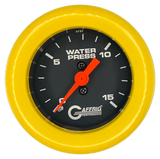 GAFFRIG 2 INCH MECHANICAL WATER PRESSURE 0-15 PSI GAUGE FAT RIM (218) / YELLOW / BLACK