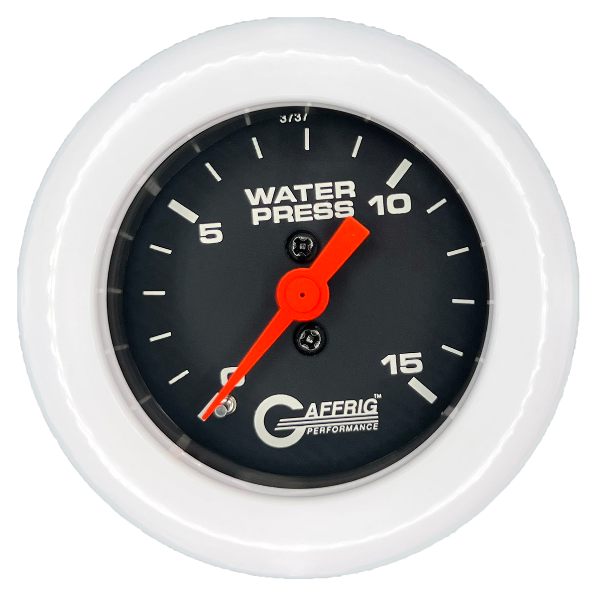 GAFFRIG 2 INCH MECHANICAL WATER PRESSURE 0-15 PSI GAUGE FAT RIM (218) / WHITE / BLACK