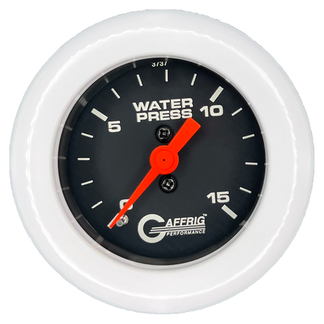 GAFFRIG 2 INCH MECHANICAL WATER PRESSURE 0-15 PSI GAUGE FAT RIM (218) / WHITE / BLACK