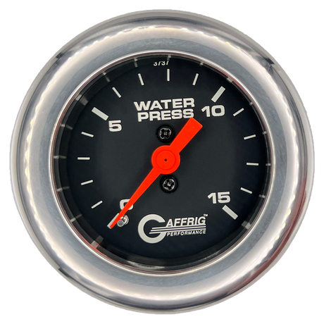 GAFFRIG 2 INCH MECHANICAL WATER PRESSURE 0-15 PSI GAUGE FAT RIM (218) / CHROME/POLISHED / BLACK