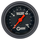 GAFFRIG 2 INCH MECHANICAL WATER PRESSURE 0-15 PSI GAUGE STEP RIM (002) / BLACK / BLACK