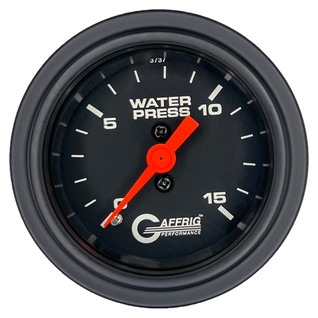 GAFFRIG 2 INCH MECHANICAL WATER PRESSURE 0-15 PSI GAUGE STEP RIM (002) / BLACK / BLACK