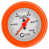 GAFFRIG 2 INCH MECHANICAL FUEL PRESSURE 0-100 PSI GAUGE STEP RIM (002) / ORANGE / WHITE
